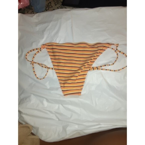 Aerie Orange Striped Medium  Bikini Bottom - Picture 2 of 6